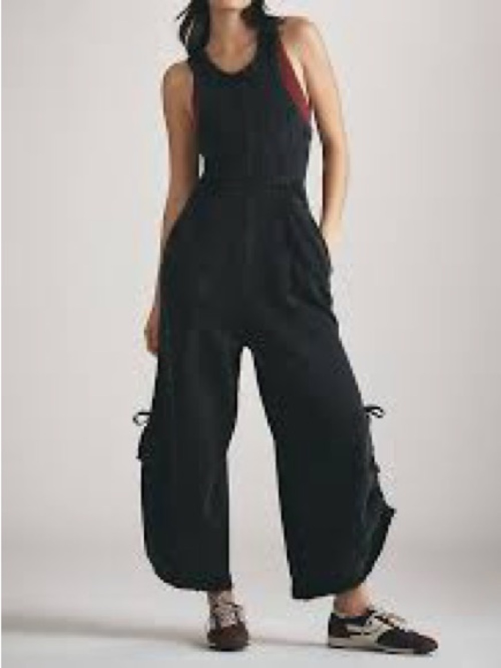 Daily Practice Anthropologie Black Tie-Hem Wide-Leg Jumpsuit Sz M